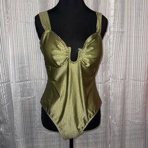 Green Tropical Print bikini with coverup